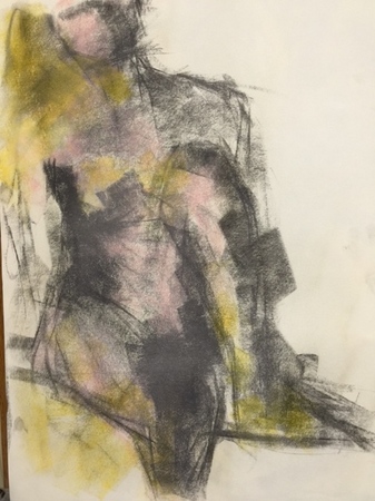 Seated Female Figure in Pose
Charcoal & pastels on paper 